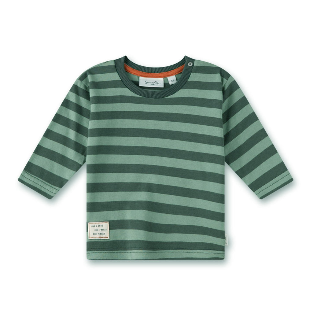 Sanetta Ringel-T-Shirt Langarm dunkelgrün/salbeigrün