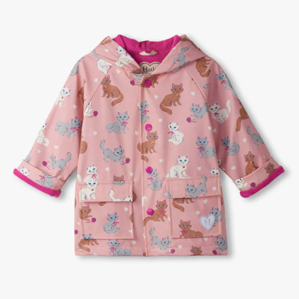 Hatley Regenmantel mit Druckern rosa mit Katzenmuster