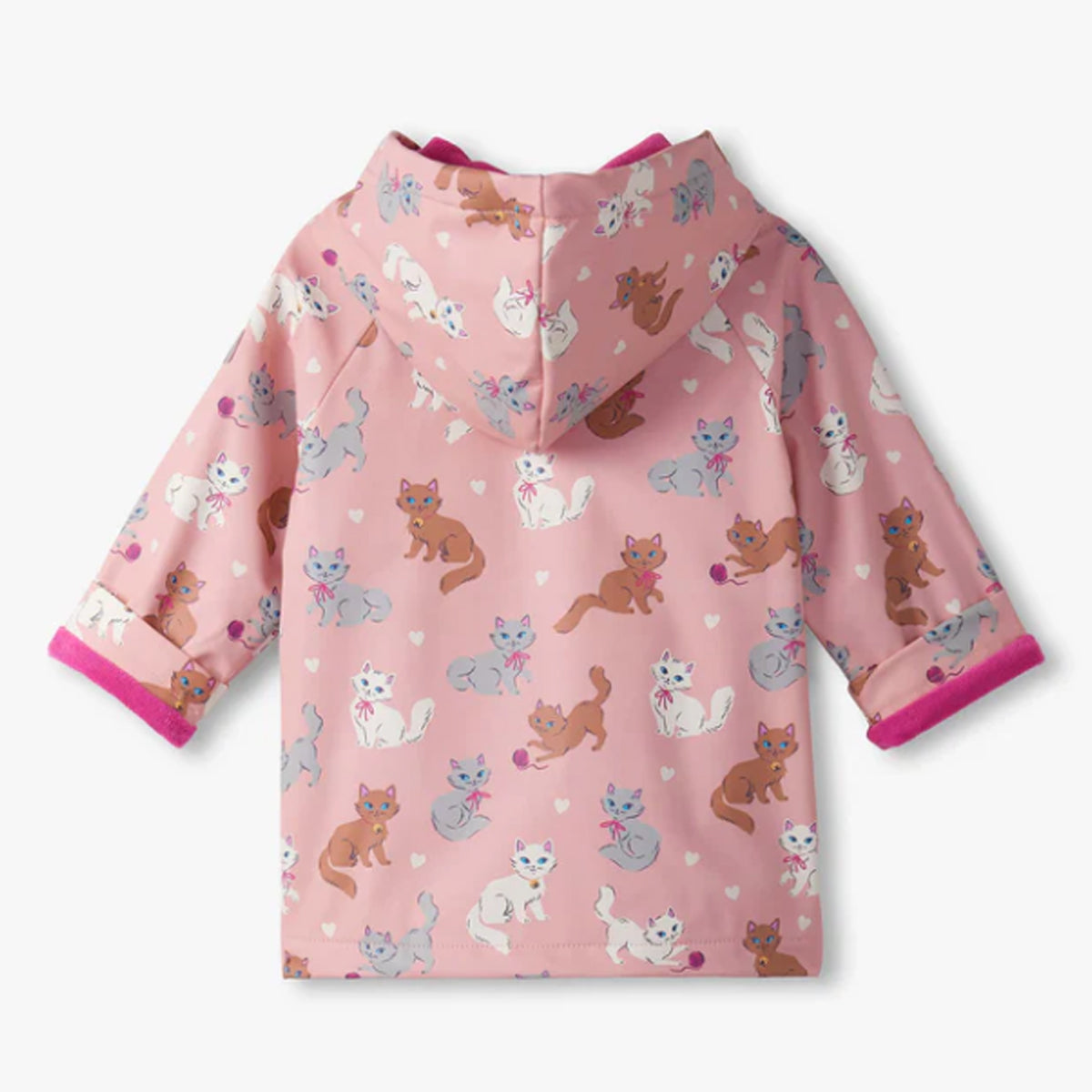 Hatley Regenmantel mit Druckern rosa mit Katzenmuster