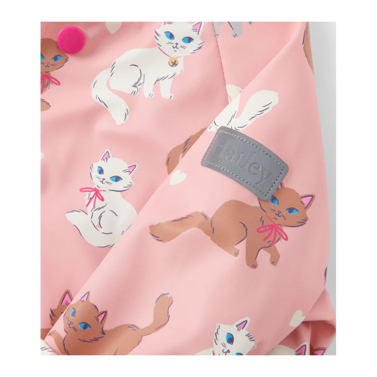 Hatley Regenmantel mit Druckern rosa mit Katzenmuster