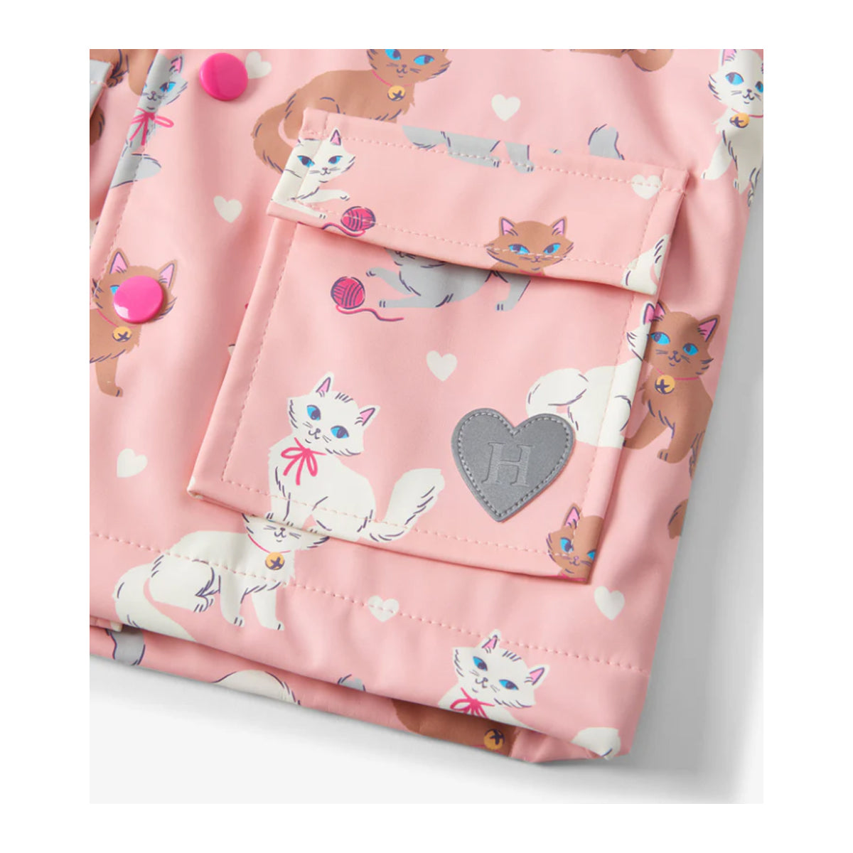 Hatley Regenmantel mit Druckern rosa mit Katzenmuster