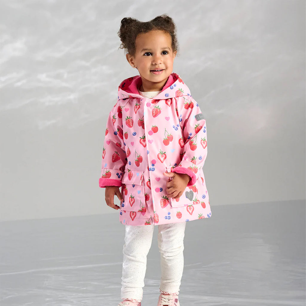 Hatley Regenmantel mit Druckern rosa mit Sommerfrüchten