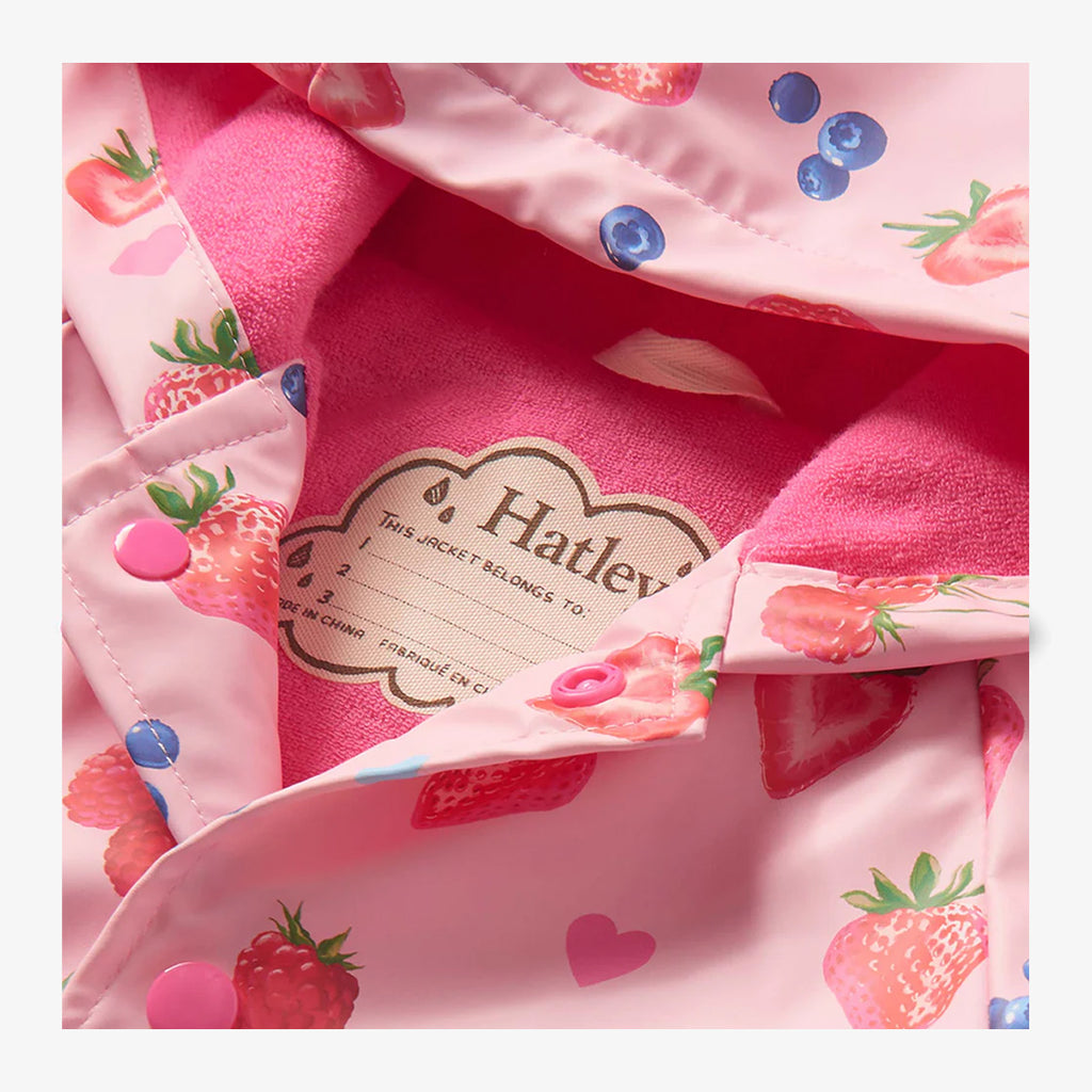Hatley Regenmantel mit Druckern rosa mit Sommerfrüchten
