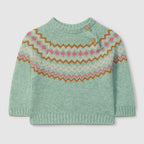 Laranjinha Strickpulli mit Norwegermuster in mintgrün