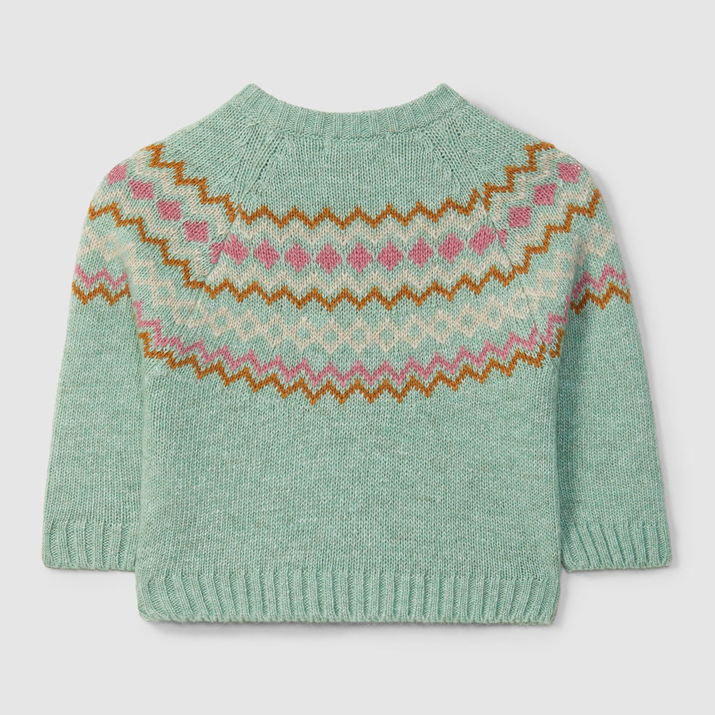 Laranjinha Strickpulli mit Norwegermuster in mintgrün