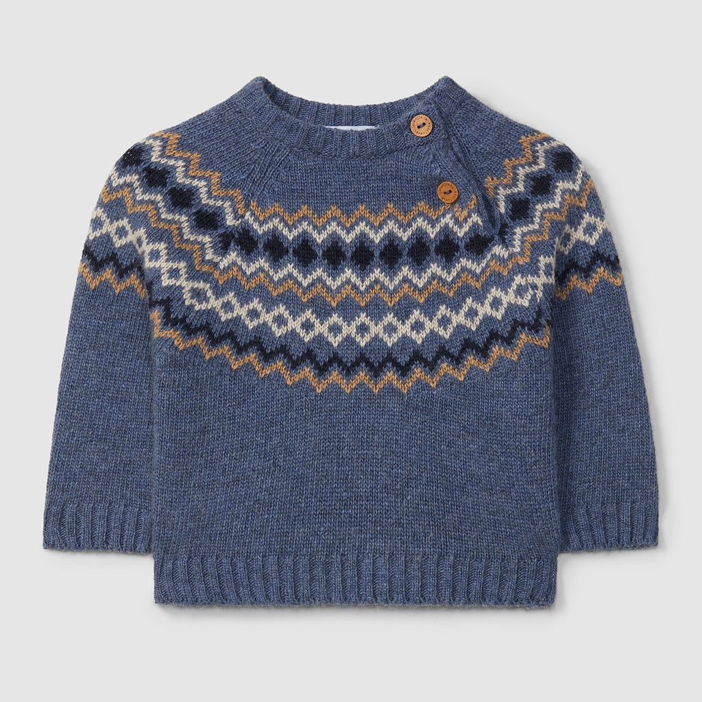Laranjinha Strickpulli mit Norwegermuster in blau