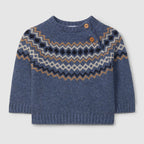 Laranjinha Strickpulli mit Norwegermuster in blau