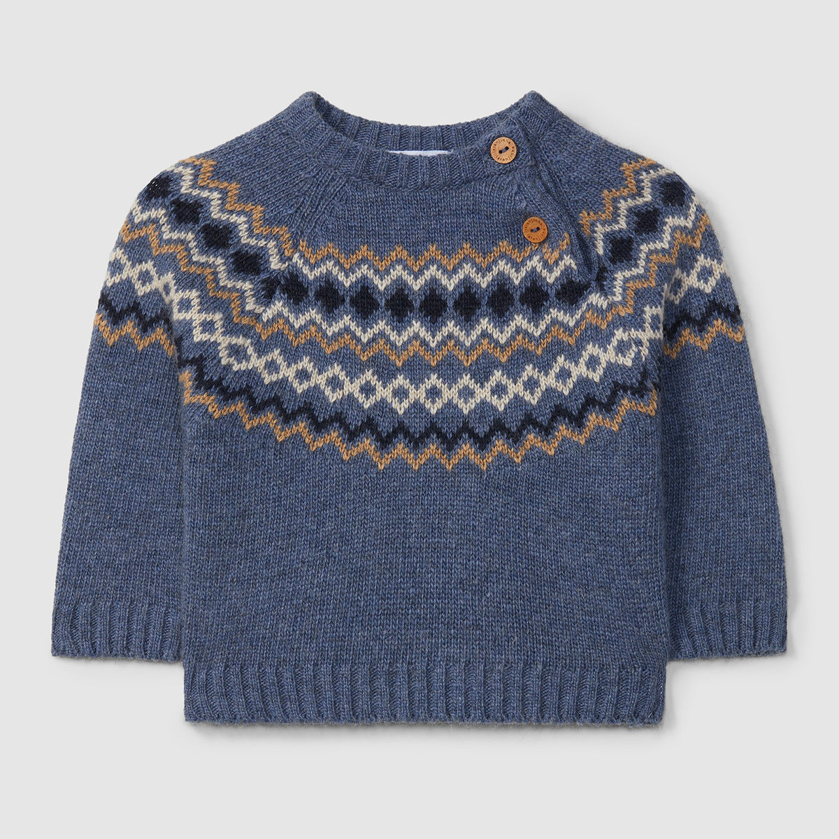 Laranjinha Strickpulli mit Norwegermuster in blau