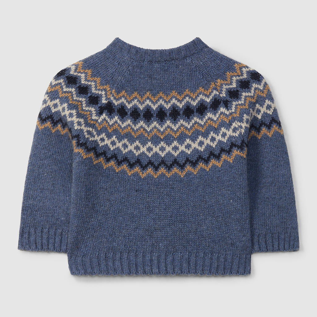 Laranjinha Strickpulli mit Norwegermuster in blau