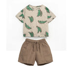 Play up Kids-Set: T-Shirt mit Melonendruck + braune Shorts