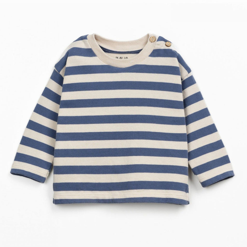 Play up Langarm T-Shirt mit Blockringel creme/blau