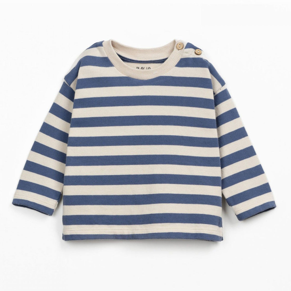 Play up Langarm T-Shirt mit Blockringel creme/blau