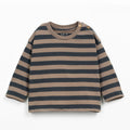 Play up Langarm T-Shirt mit Blockringel braun/anthrazit