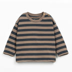 Play up Langarm T-Shirt mit Blockringel braun/anthrazit