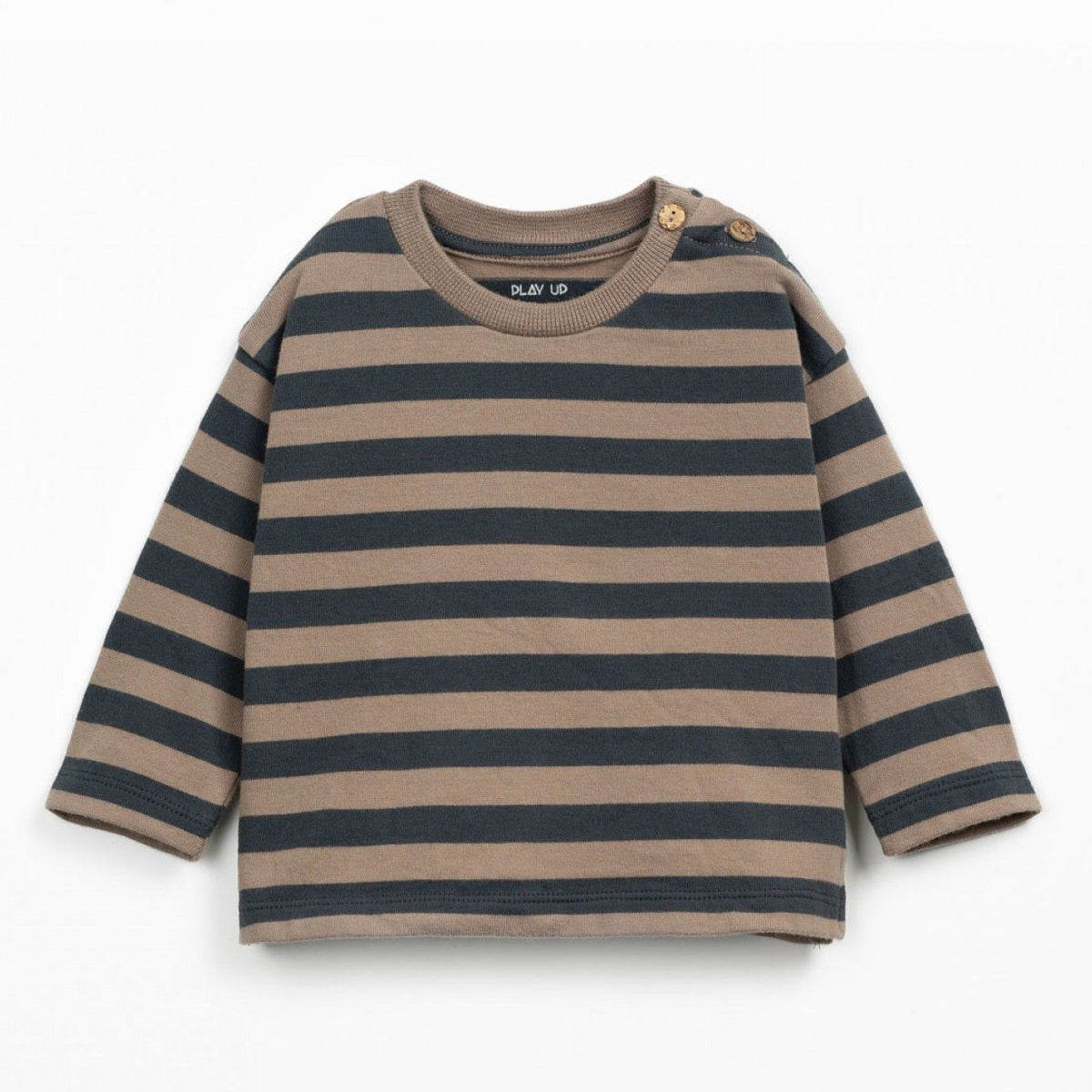Play up Langarm T-Shirt mit Blockringel braun/anthrazit