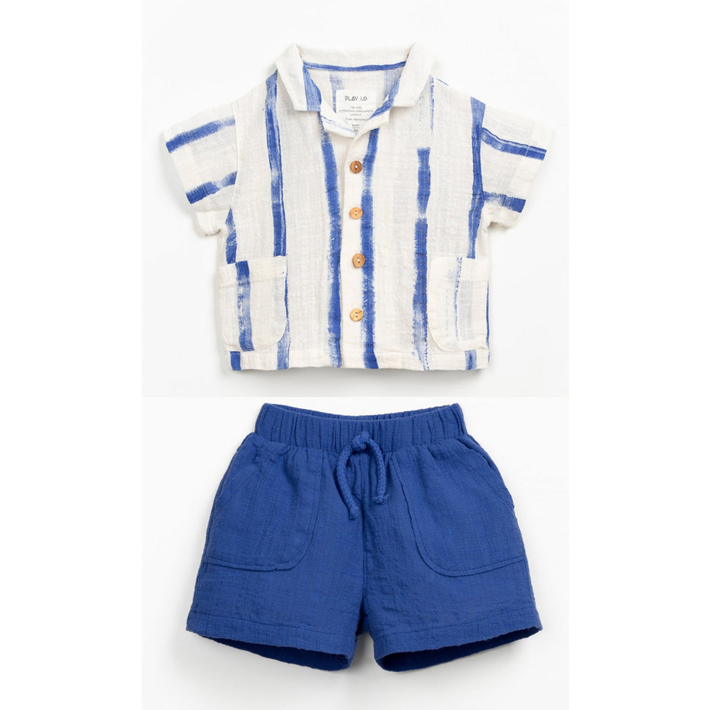 Play up Kids-Set: gestreiftes Hemd + royalblaue Shorts