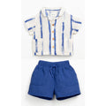 Play up Kids-Set: gestreiftes Hemd + royalblaue Shorts