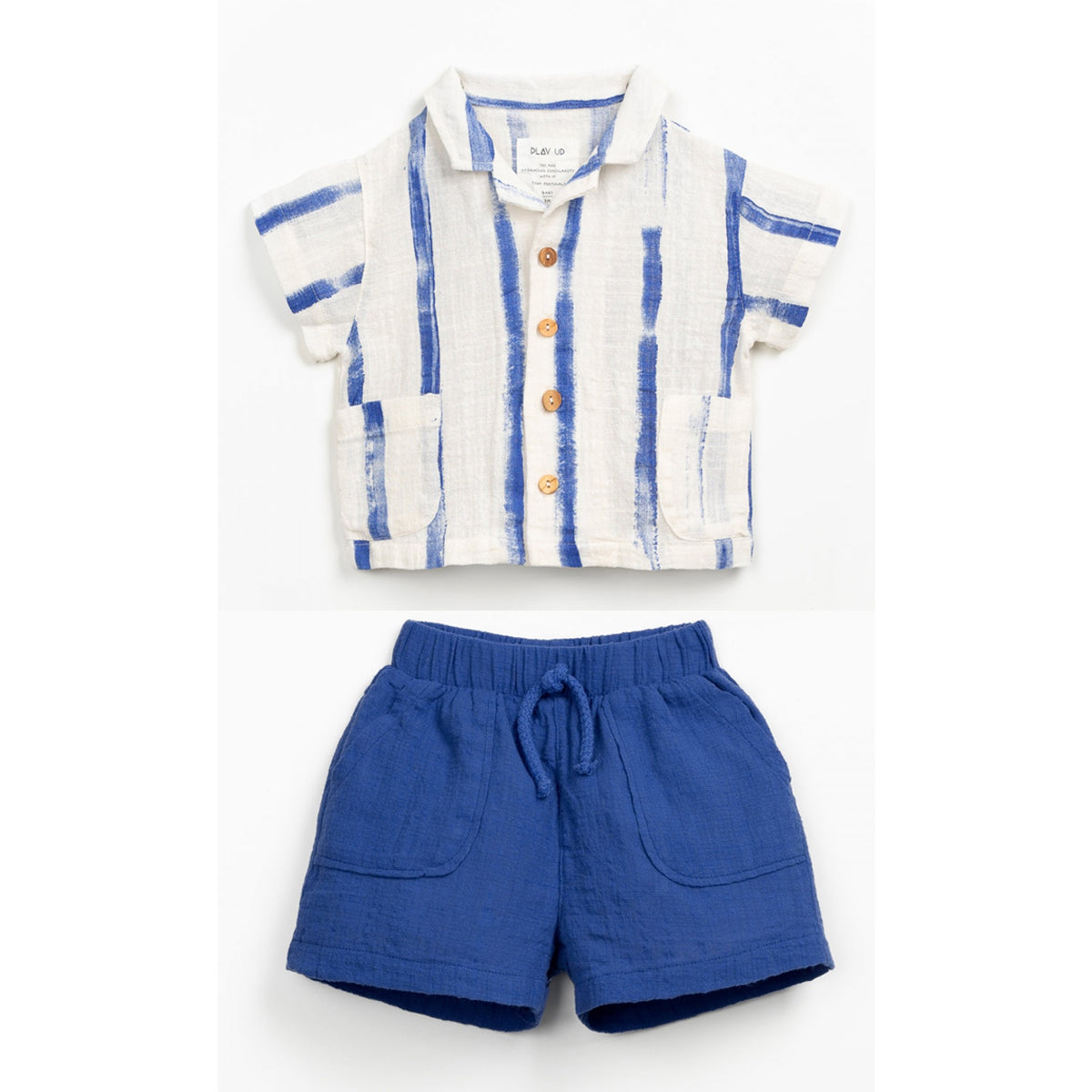 Play up Baby-Set: gestreiftes Hemd + royalblaue Shorts