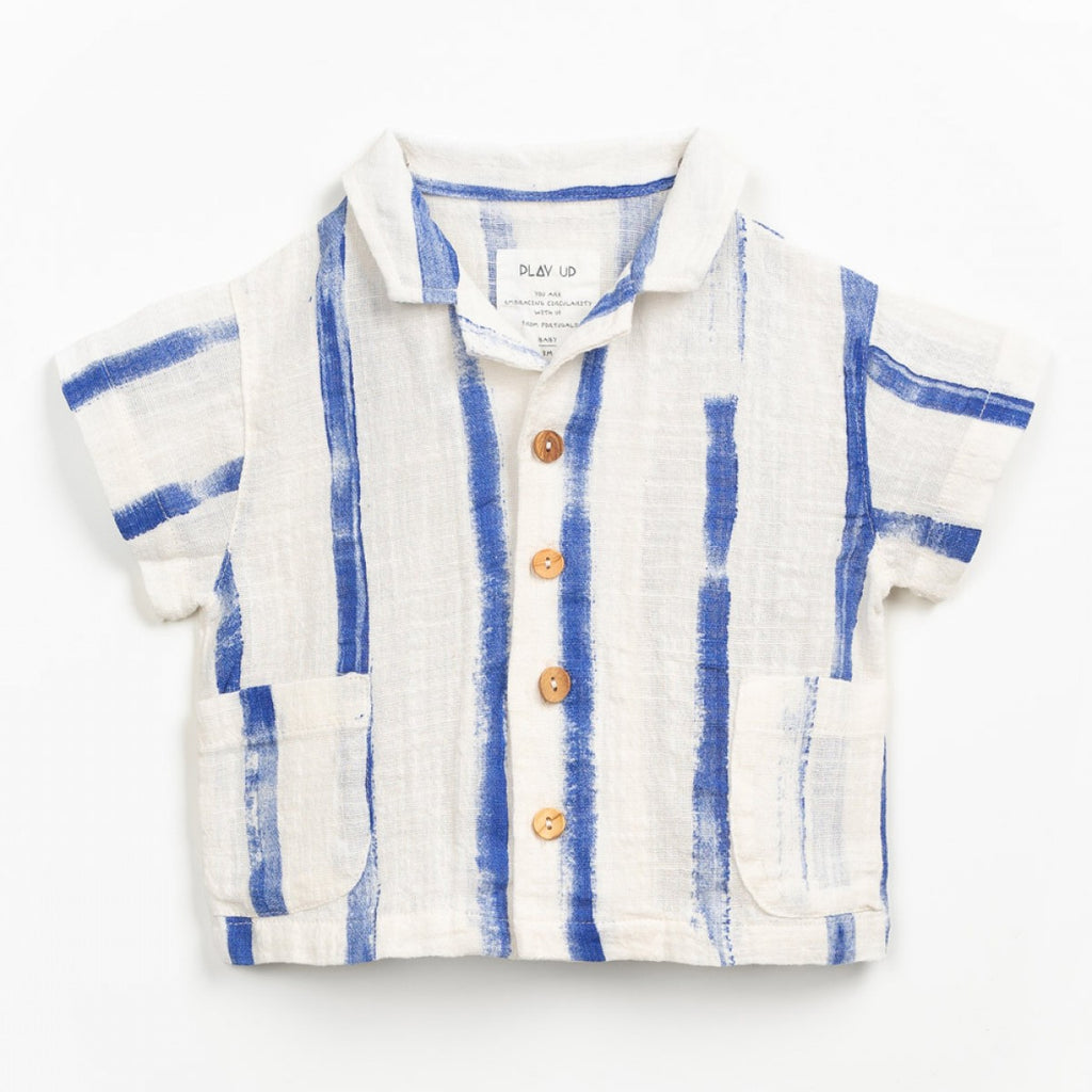 Play up Kids-Set: gestreiftes Hemd + royalblaue Shorts