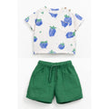 Play up Kids-Set: T-Shirt mit Erdbeerdruck + grüne Shorts
