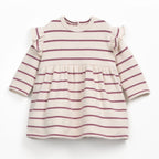 Play up geringeltes Sweatkleid creme/beere
