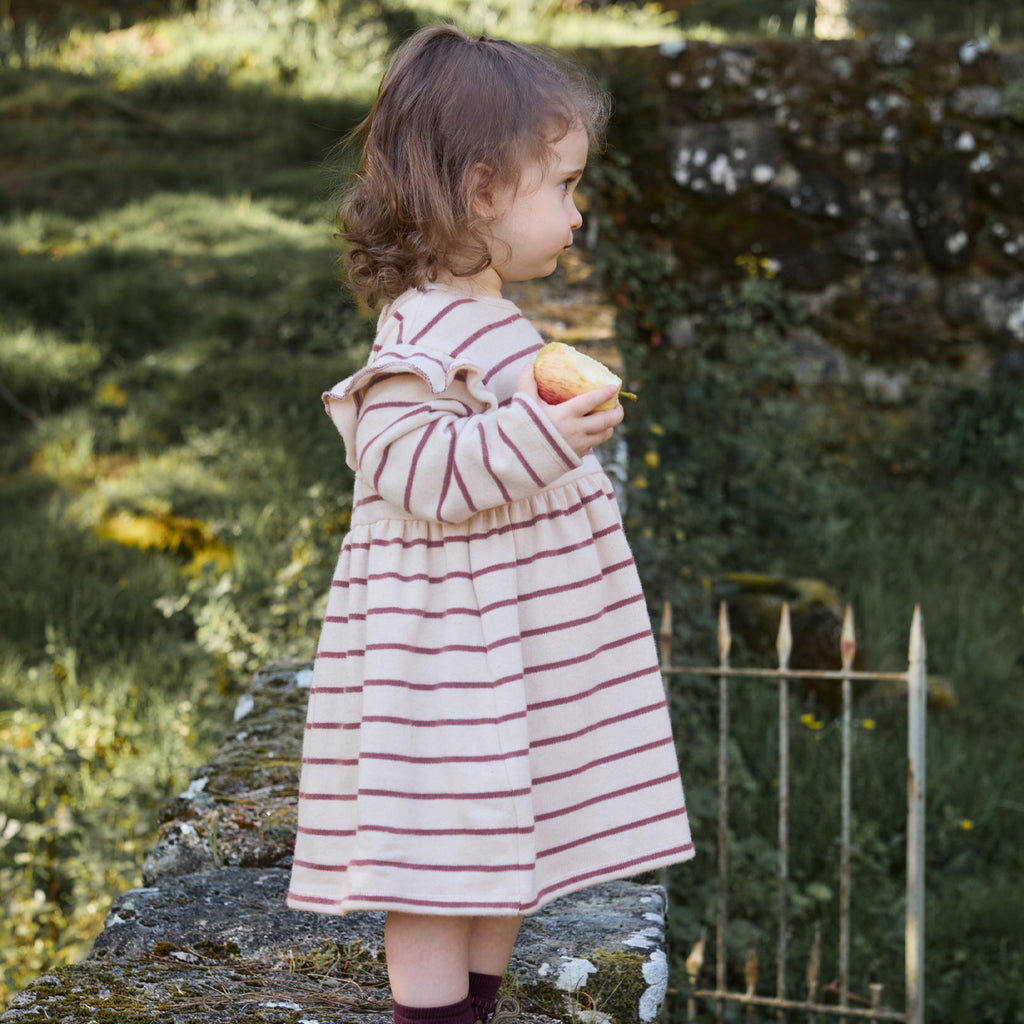Play up geringeltes Sweatkleid creme/beere